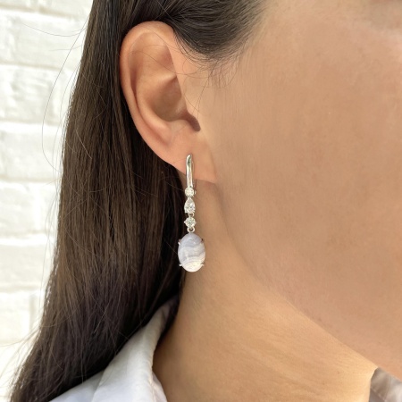 Купить оптом серьги из серебра с агатами и фианитами 2340393090-84 от Krasnoe