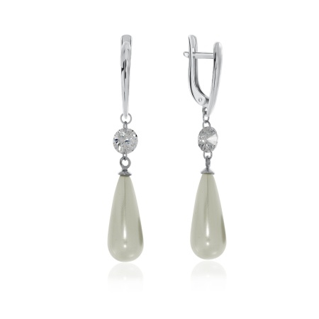 Купить оптом серьги из серебра с жемчугами и фианитами 2340240614 от Krasnoe