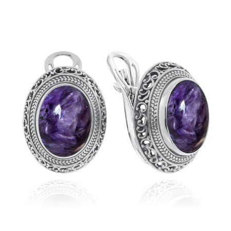 Купить оптом серьги из серебра с чароитами 2310460927 от Krasnoe
