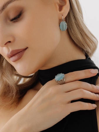 Купить оптом серьги из серебра с кошачий глазами 2340265783-70 от Krasnoe