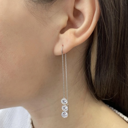 Купить оптом серьги из серебра с фианитами 2340200757-2 от Krasnoe