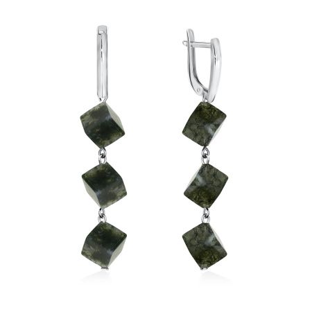 Купить оптом серьги из серебра с моховыми агатами 2340870352-60 от Krasnoe