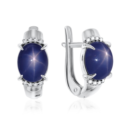 Купить оптом серьги из серебра с сапфир звездчатыйами и фианитами 2340940371л-8 от Krasnoe