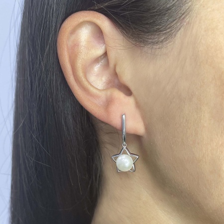 Купить оптом серьги из серебра с жемчугами 2340050889 от Krasnoe