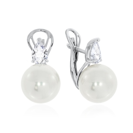 Купить оптом серьги из серебра с жемчугами и фианитами 2340241396 от Krasnoe