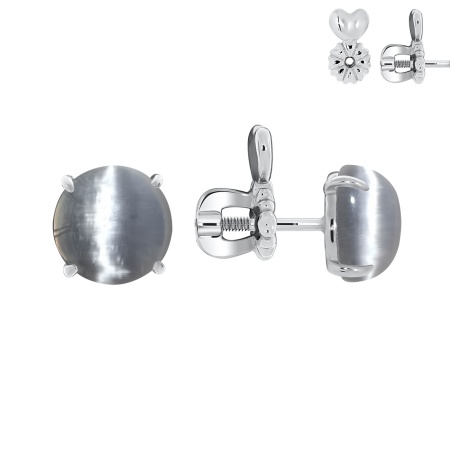 Купить оптом пусеты из серебра с имитацией кошачьего глаза П340262680-21 от Krasnoe