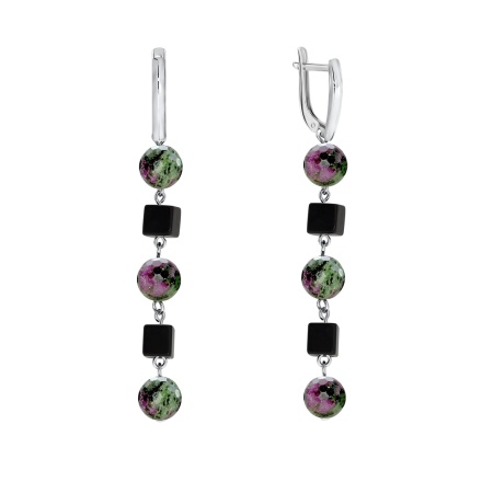 Купить оптом серьги из серебра с агатом и рубин-цоизитом 2340870671-28 от Krasnoe