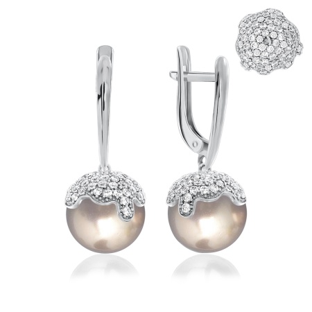 Купить оптом серьги из серебра с жемчугом 2340240807л-21 от Krasnoe