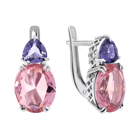 Купить оптом серьги из серебра с фианитами и кристалл ювелирныйами 2340290223-92 от Krasnoe