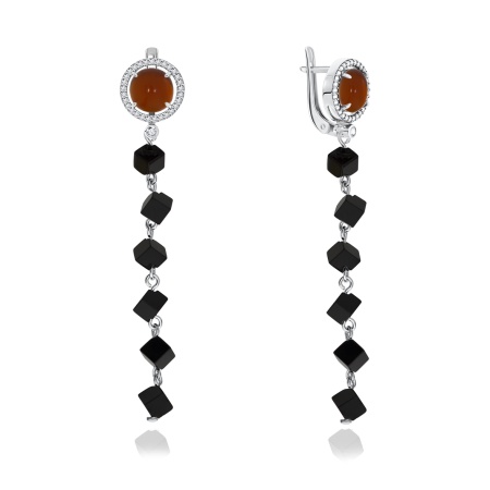 Купить оптом серьги из серебра с агатами и фианитами 2340870677-18 от Krasnoe