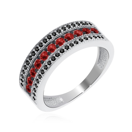 Купить оптом кольцо из серебра с гранатами и ситаллами 1348151461л-20 от Krasnoe