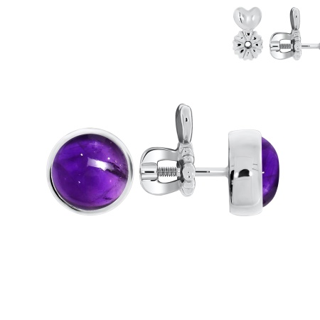 Купить оптом пусеты из серебра с аметистами П340062780 от Krasnoe