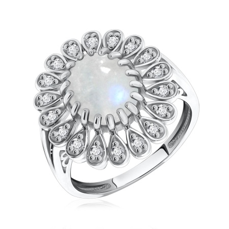 Купить оптом кольцо из серебра с лунным камнем и фианитами 1340930251 от Krasnoe