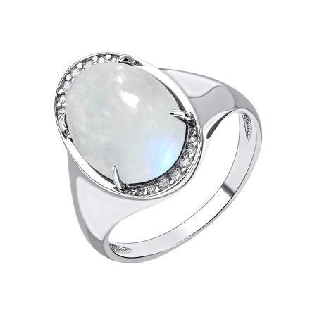 Купить оптом кольцо из серебра с лунным камнем и фианитами 1340931968л от Krasnoe
