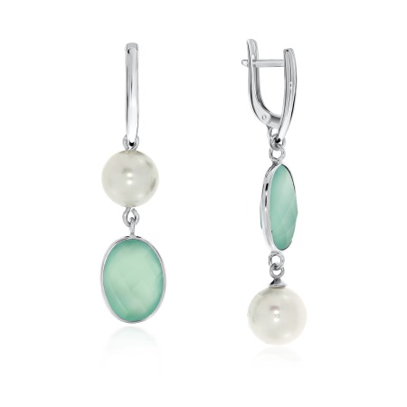 Купить оптом серьги из серебра с жемчугами и халцедонами 2340602925-69 от Krasnoe