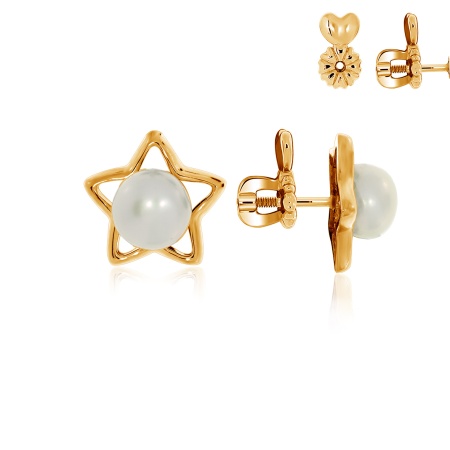 Купить оптом пусеты из серебра с жемчугами П320050889 от Krasnoe