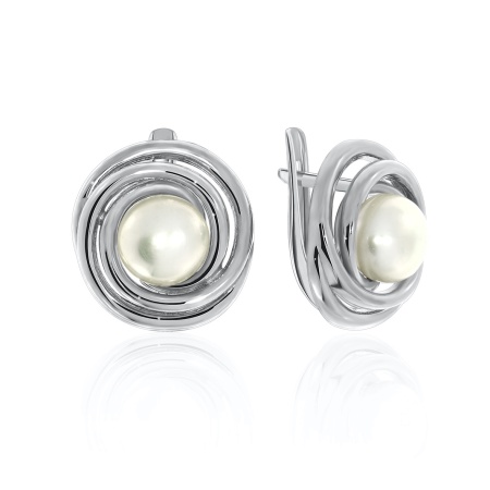 Купить оптом серьги из серебра с жемчугами и жемчугами 2310050844 от Krasnoe