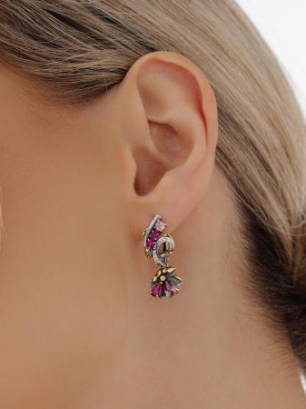 Купить оптом серьги из серебра с ситаллами и фианитами 2317872129л-107 от Krasnoe