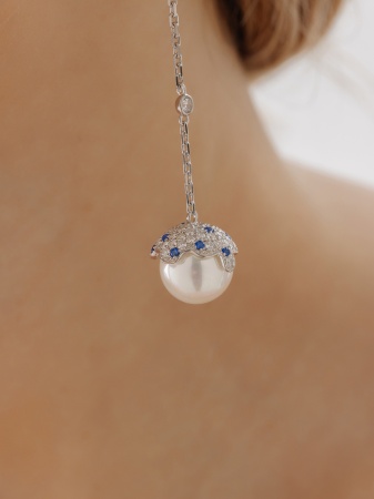 Купить оптом серьги из серебра с жемчугами, ситаллами и фианитами 2340240840л от Krasnoe