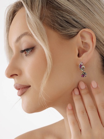 Купить оптом серьги из серебра с ситаллами и фианитами 2317872129л-107 от Krasnoe