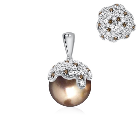 Купить оптом подвеска из серебра с жемчугом, ситаллами и фианитами 3340240807л-43 от Krasnoe