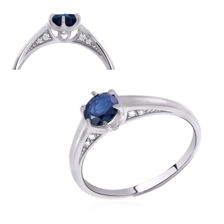 Купить оптом кольцо из серебра с натуральным корундом и фианитами 1340160245-80 от Krasnoe