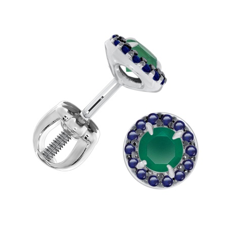 Купить оптом пусеты из серебра с агатами и ситаллами П348394140л-60 от Krasnoe