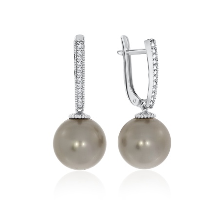 Купить оптом серьги из серебра с жемчугами и фианитами 2340240822л-21 от Krasnoe