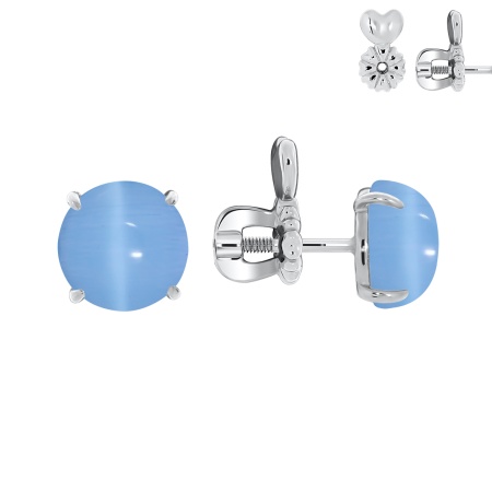 Купить оптом пусеты из серебра с кошачий глазами П340262680-70 от Krasnoe