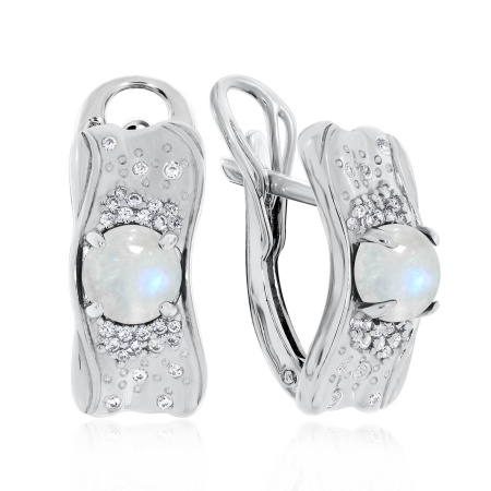 Купить оптом серьги из серебра с лунным камнем и фианитами 2340932377л от Krasnoe