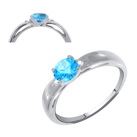 Купить оптом кольцо из серебра с кристалл ювелирныйом и фианитами 1340290259-73 от Krasnoe