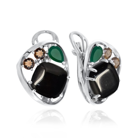 Купить оптом серьги из серебра с агатами, ситаллами и фианитами 2340391169-20 от Krasnoe