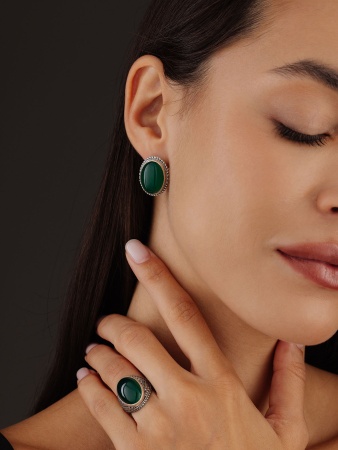 Купить оптом серьги из серебра с агатами 2310390969-60 от Krasnoe