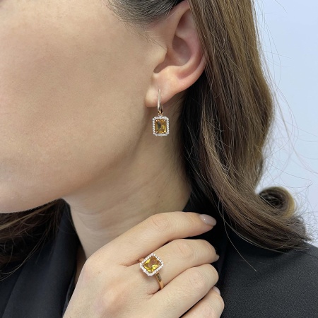 Купить оптом серьги из серебра с цитринами и фианитами 2320111959л от Krasnoe