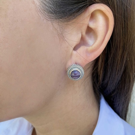 Купить оптом серьги из серебра с чароитами 2310461526-1 от Krasnoe