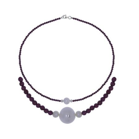 Купить оптом колье из серебра с жемчугами и гранатами 8340156106-2-50 от Krasnoe