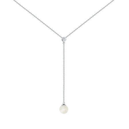 Купить оптом колье из серебра с жемчугом и фианитами 8340243227-45 от Krasnoe