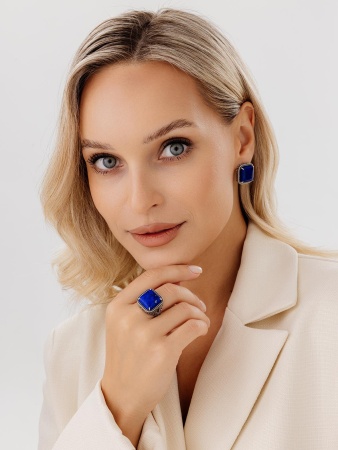Купить оптом серьги из серебра с лазуритами 2310475157 от Krasnoe