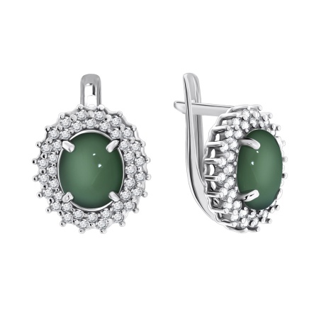 Купить оптом серьги из серебра с халцедонами и фианитами 2340600145л-60 от Krasnoe