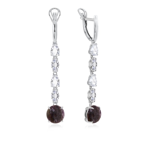 Купить оптом серьги из серебра с чароитами и фианитами 2340461205-1-1 от Krasnoe