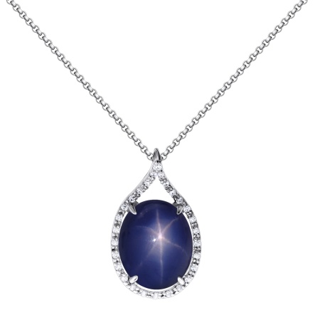 Купить оптом колье из серебра с сапфир звездчатыйом и фианитами 8340940194-8-45 от Krasnoe