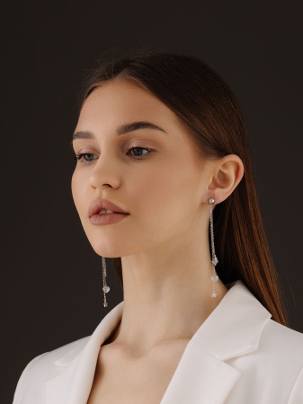 Купить оптом пусеты из серебра с фианитами 2340200645л от Krasnoe