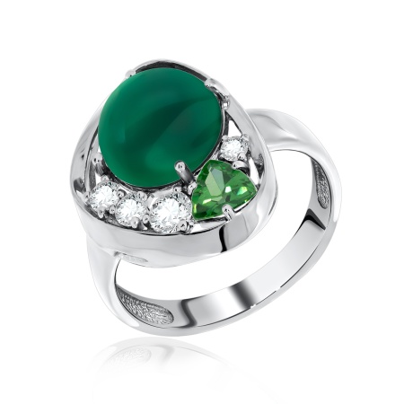 Купить оптом кольцо из серебра с агатом и фианитами 1340391170-60 от Krasnoe