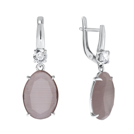 Купить оптом серьги из серебра с кошачий глазами и фианитами 2340260507-30 от Krasnoe