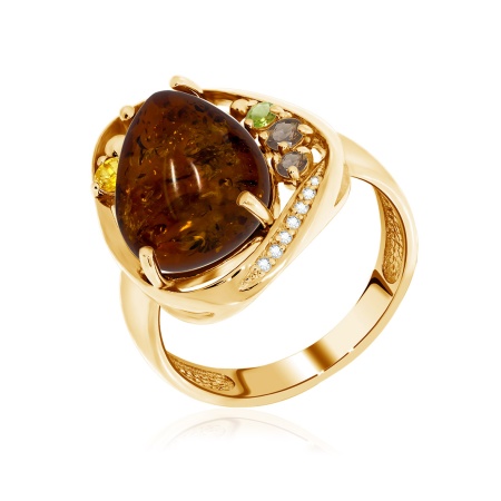 Оптом кольцо из серебра с ситаллом, янтарем и фианитами 1320861171-42 цена от Krasnoe Купить оптом кольцо из серебра с ситаллом, янтарем и фианитами 1320861171-42 от Krasnoe