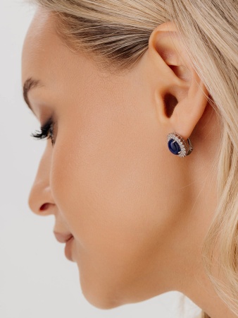 Купить оптом серьги из серебра с сапфир звездчатыйами и фианитами 2340940145л-8 от Krasnoe