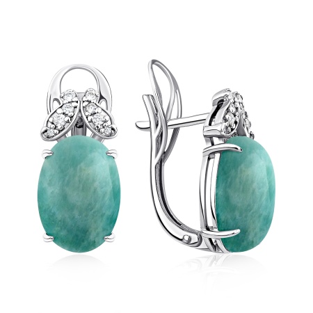 Купить оптом серьги из серебра с амазонитами и фианитами 2340375099л от Krasnoe