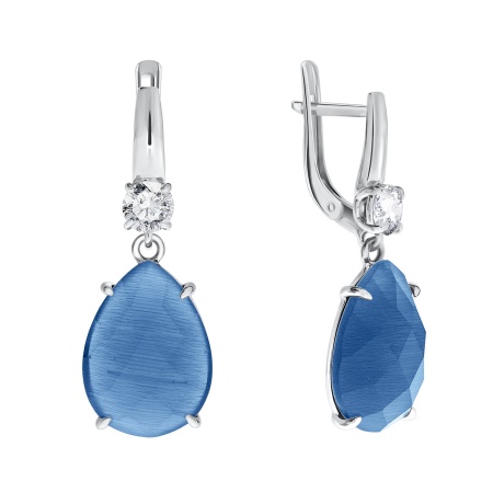 Купить оптом серьги из серебра с кошачий глазами и фианитами 2340260502-70 от Krasnoe