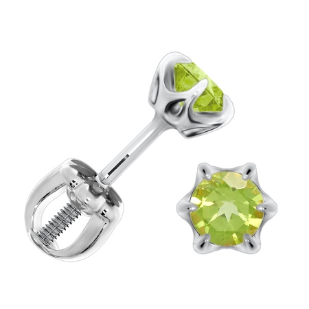 Купить оптом пусеты из серебра с хризолитами П340130340 от Krasnoe