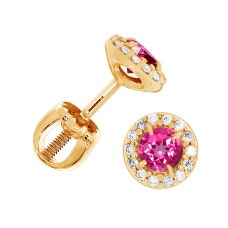 Купить оптом пусеты из серебра с топазами и фианитами П320074140л-30 от Krasnoe